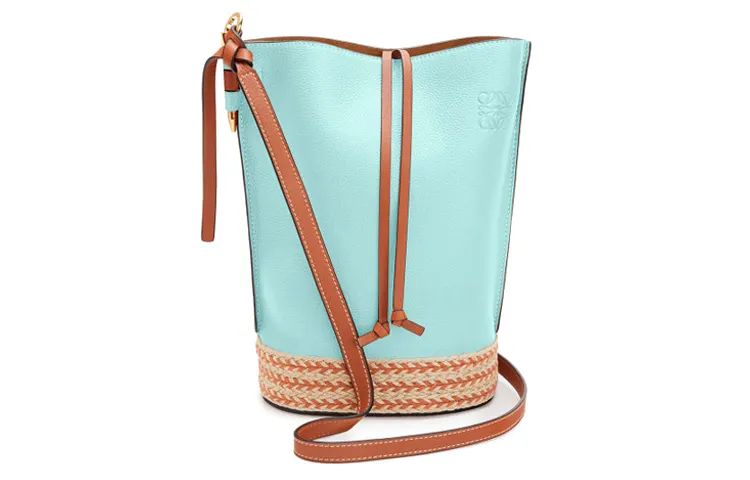LOEWE Gate Cow Leather Bucket Bag, Shoulder Bag, Crossbody Bag Regular Women's Blue