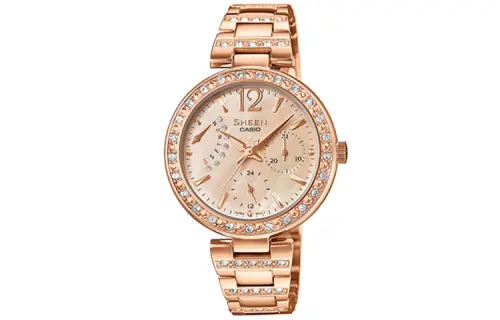 CASIO Women's SHEEN Mother Of Pearl Color Watch SHE-3043PG-9A