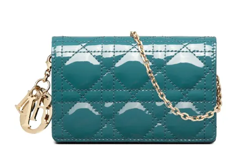 DIOR Patent Leather With Cow Leather Clutch, Shoulder Bag, Crossbody Bag Regular Women's Deep Sea Blue