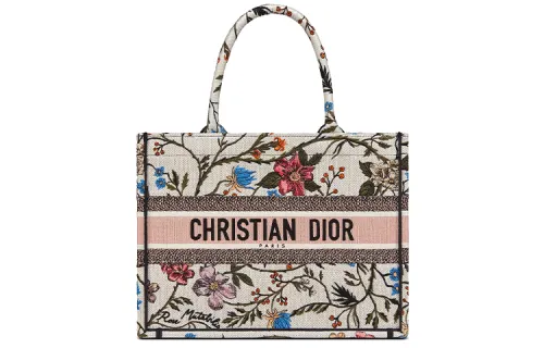 DIOR BookTote Embroidery Print Canvas Bag, Tote Bag, Shopping Bag, Handbag Small Women's Multicolor