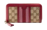 GUCCI Canvas With Leather Wallet Women's Ebony/Red