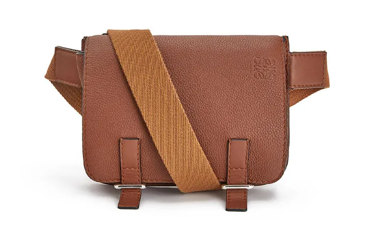 LOEWE Soft Grain Cow Leather Fanny Pack Men's Cognac