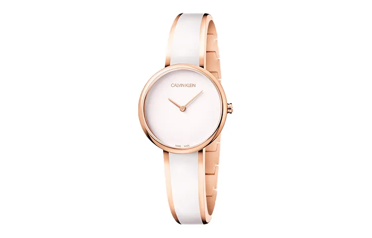CALVIN KLEIN Quartz Wrist Watches Quartz Movement Stainless Steel Watchband White Dial Women's Watch