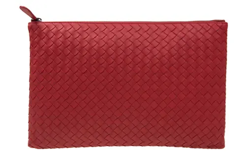 Bottega Veneta Cow Leather Clutch Women's Red