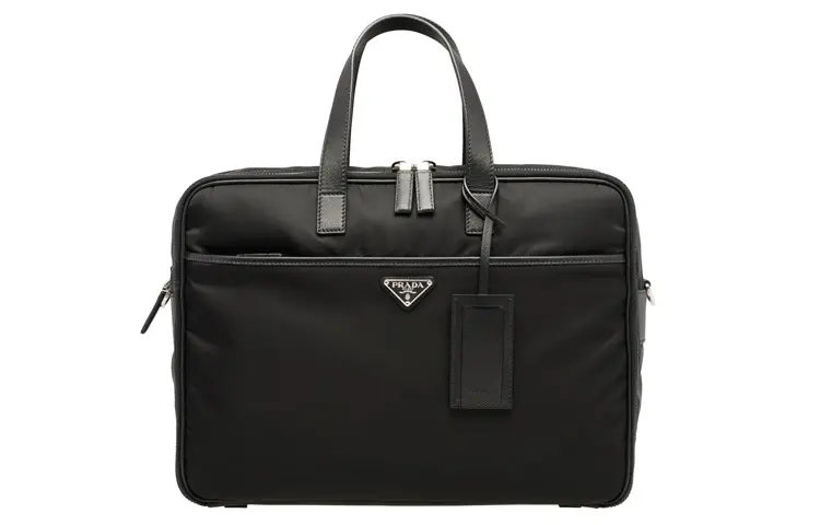 PRADA Nylon With Leather Briefcase, Laptop Bag, One Shoulder Handbag, Crossbody Bag Men's Black