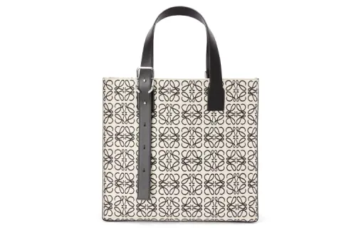 LOEWE Jacquard Fabric With Cow Leather Tote Bag, Shopping Bag, Handbag, Shoulder Bag Women's