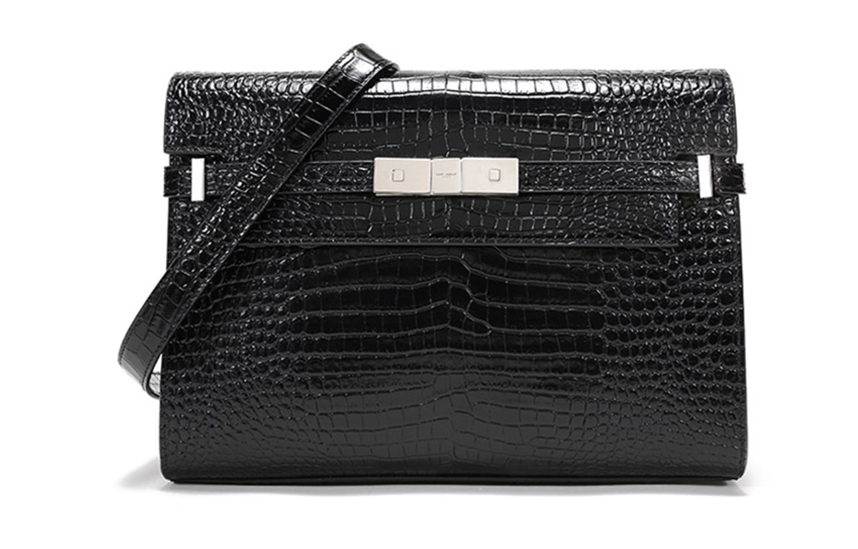 SAINT LAURENT Manhattan Bright Leather Shoulder Bag Regular Women's Black