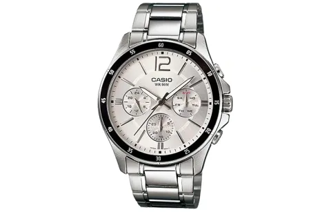 CASIO STANDARD 3 Eye Quartz Movement Stainless Steel Strap Watch Men's Watches White Dial