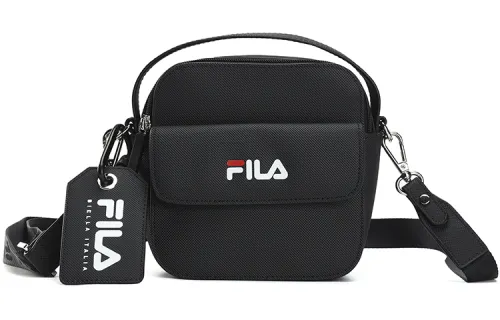 FILA PVC Spliced With Artificial Leather Shoulder Bag, Crossbody Bag, Handbag Women's Jet Black