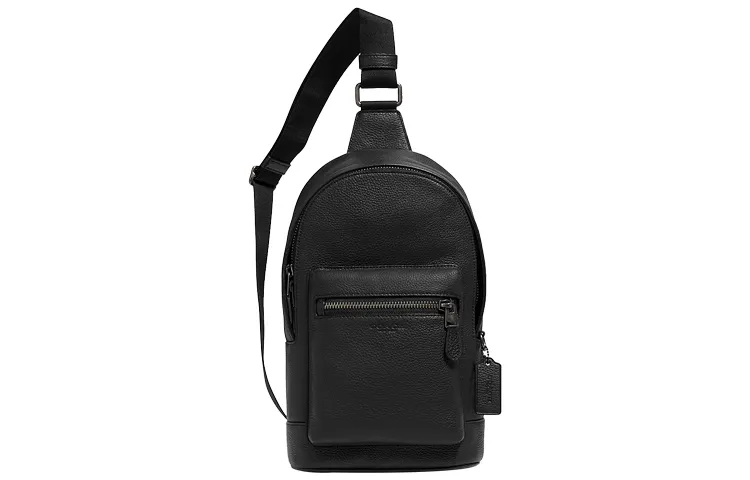COACH West Refined Pebbled Leather Crossbody Bag Sling Bags Small Men's Black