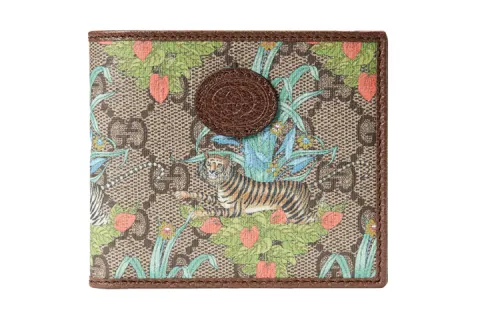 GUCCI Canvas With Leather Short Bifold Wallet Men's Ebony/Brown