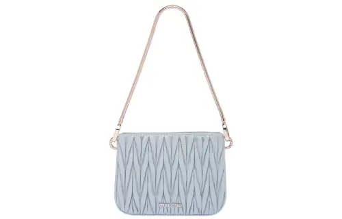 MIU MIU SASSY Maritime Chain Sheepskin Shoulder Bag, Handbag, Shoulder Bag Women's Sky Blue