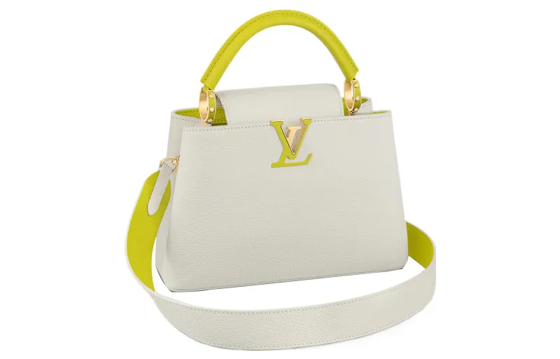 LOUIS VUITTON Capucines Cow Leather Capson Shoulder Bag Mini Women's White