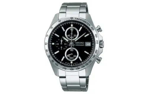 SEIKO Quartz watch strap stainless steel, men's watch, black dial, quartz mechanism, Japanese and Korean