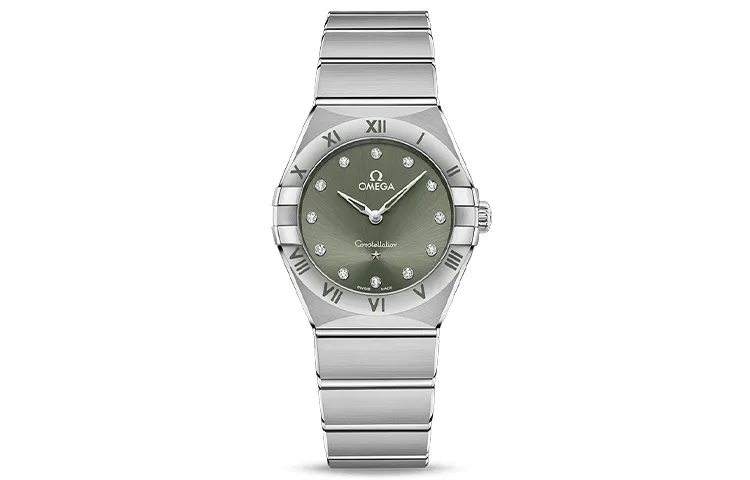 OMEGA Constellation Collection Zodiac Watch Quartz Movement 30m Waterproof Women's Watch 28mm Green Dial