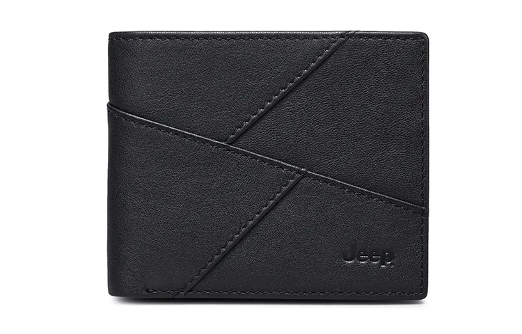 Jeep Pure Cow Leather Wallet Ticket Clip Wallet Men's Black