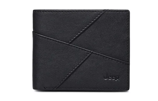 Jeep Pure Cow Leather Wallet Ticket Clip Wallet Men's Black