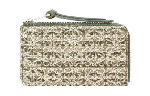 LOEWE Coin Jacquard And Calfskin Card Holder Card Holder Women's Avocado Green