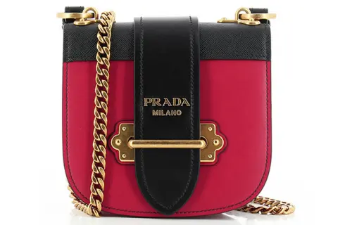 PRADA Cahier Cow Leather Crossbody Bags Women's Red