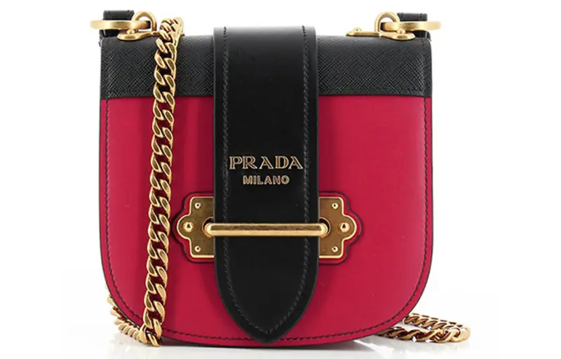 PRADA Cahier Cow Leather Crossbody Bags Women's Red