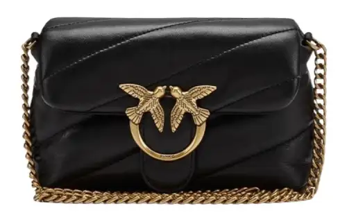 PINKO Puff Sheepskin Crossbody Bags Women's Black/Black Gold