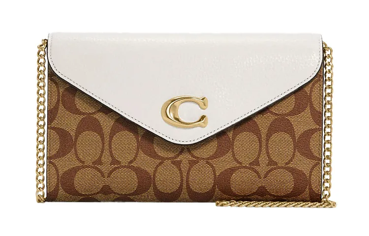 COACH Tammie Coated Canvas With Pebbled Leather Crossbody Bags Small Women's Khaki Monogram & White