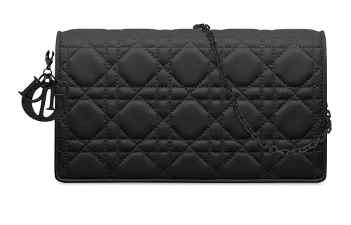 DIOR Lady Dior Matte Cowhide Handbag, Crossbody Bag, Clutch, Shoulder Bag Women's Black