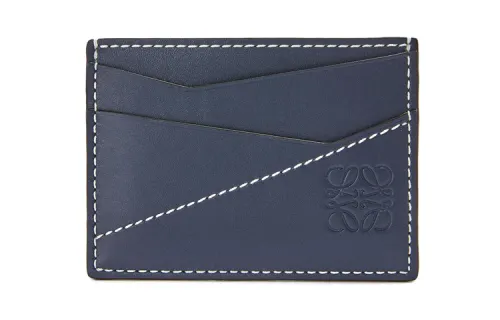 LOEWE Puzzle Smooth Finish Calfskin Card Holder Unisex Blue