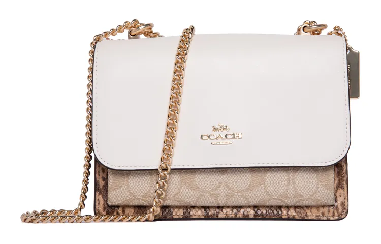 COACH Klare Canvas With Leather Trunk Bag, Portable Crossbody Bag, Shoulder Bag Small Women's White & Brown