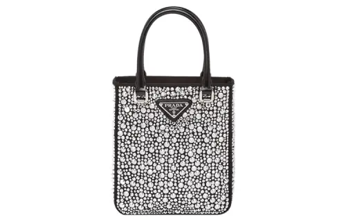 PRADA Satin Tote Bag, Shopping Bag, Shoulder Bag, Handbag Small Women's Black