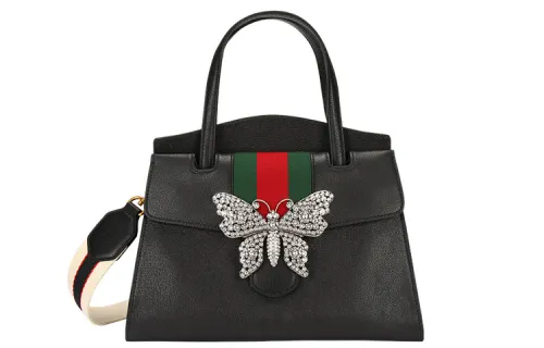 GUCCI Leather Shoulder Bag, Crossbody Bag, Handbag Medium Women's Black