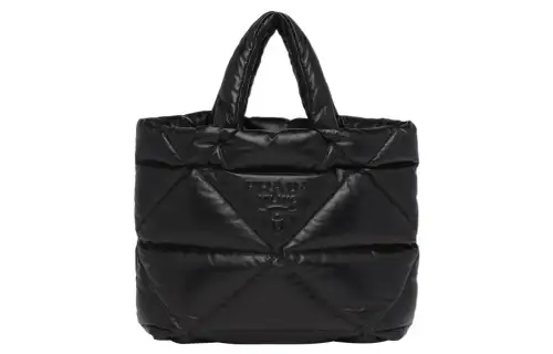 PRADA Reinforced Soft Sheepskin Tote Bag, Shopping Bag, Handbag Women's Black