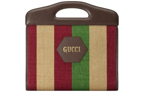 GUCCI Leather Canvas Bag, Handbag Unisex Brown & Multicolor