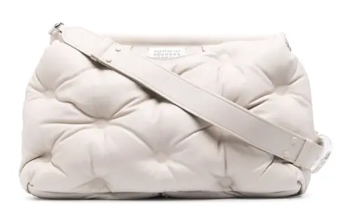 Maison Margiela Glam Slam Quilting Sheepskin Cloud Bag, Pillow Bag, Handheld Crossbody Bag Women's Ivory White