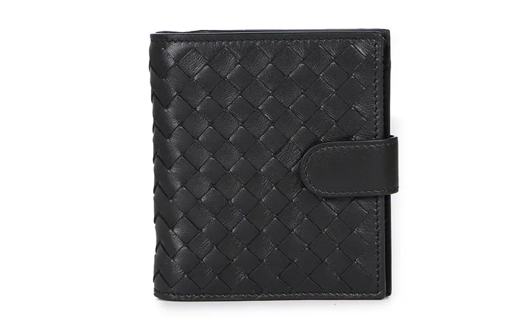 Bottega Veneta Intrecciato Cow Leather Wallet Unisex Black