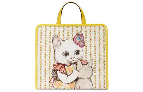 GUCCI Canvas With Leather Handbag, Kids' Bag Kids' Yellow White Candy