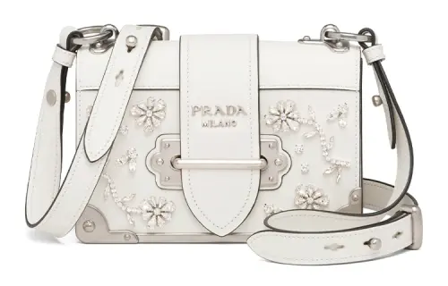 PRADA Saffiano Leather Shoulder Bag Women's White
