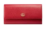 GUCCI GG Marmont Leather Wallet Women's Red
