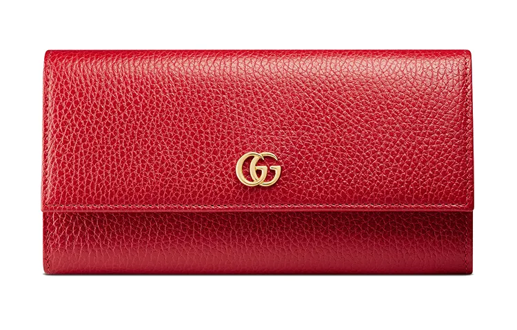 GUCCI GG Marmont Leather Wallet Women's Red