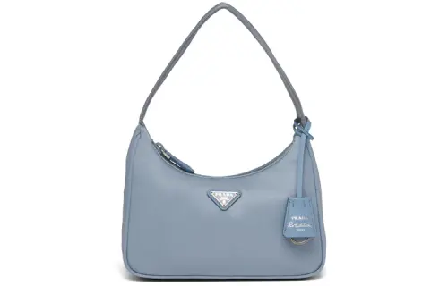 PRADA Nylon Hobo Bag, Shoulder Bag, Handbag, Shoulder Bag Women's Gray Blue