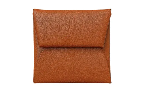 HERMES Bastia Epsom Calfskin Wallet Women's Gingerbread
