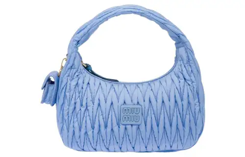 MIU MIU Fabric Fiber Mesh Fishnet Crinkle Bag Shoulder Bag, Handbag Women's Xingji Blue