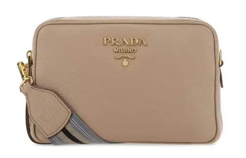 PRADA Calfskin Shoulder Bag Unisex Khaki