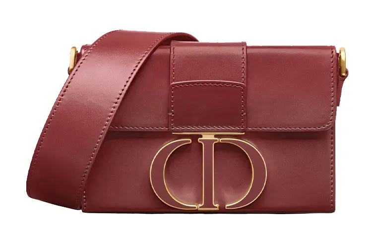 DIOR Montaigne Collection 30 Cow Leather Shoulder Bag, Crossbody Bag Women's Brick Red