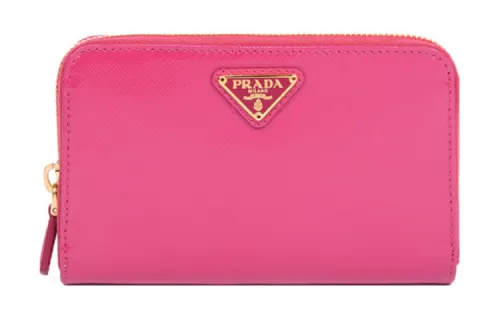 PRADA Zip Closure Leather Wallet Women's Pink/Pink Peony