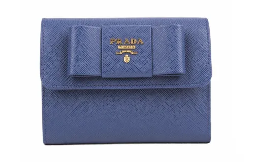 PRADA Leather Wallet Women's Blue