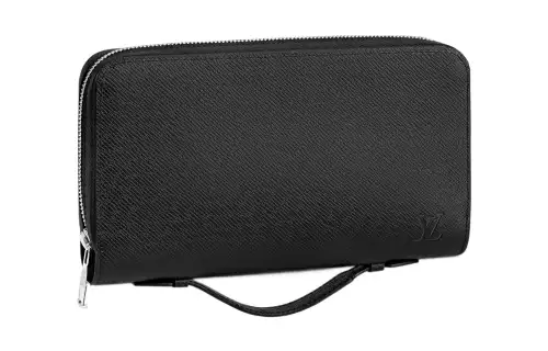 LOUIS VUITTON Zippy Taiga Leather With Cow Leather Wallet Men's Black