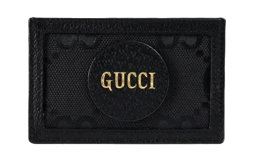 GUCCI Nylon With Leather Card Holder Card Holder Unisex Black