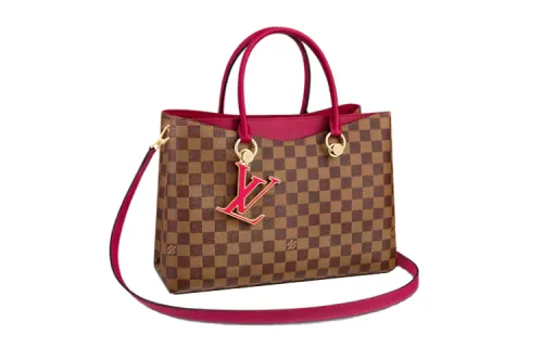 LOUIS VUITTON Riverside Damier 2 Way Leather One Shoulder Handbag Women's Red