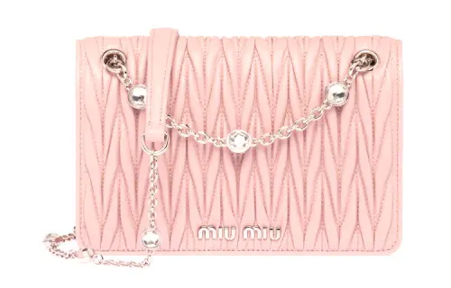 MIU MIU Magnetic Closure Sheepskin Handbag, Shoulder Bag Women's Egg White Stone Color
